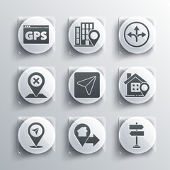 Set Location with house, Road traffic sign, Infographic of city map navigation, Gps device and icon. Vector