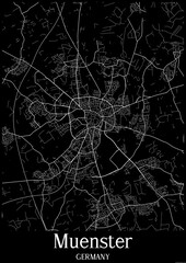 Black and White city map poster of Muenster Germany.