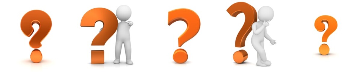 Question marks orange colored 3d