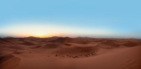 Beautiful sand dunes in the Sahara desert at sunrise - Sahara, Morocco
