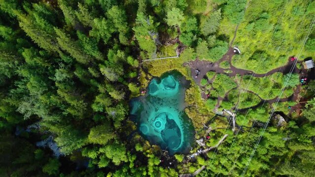 Geyser lake with thermal springs
