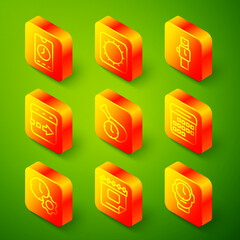 Set line Alarm clock app mobile, Sun, Wrist watch, Time flies on the, Food time, Calendar, management and icon. Vector