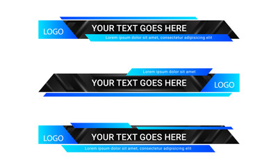 Set of broadcast news lower third banner templates for Television, Video and Media Channels. Futuristic headline bar layout design vector