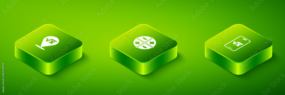 Poster set isometric xyz coordinate system, square root of x glyph and icon. vector