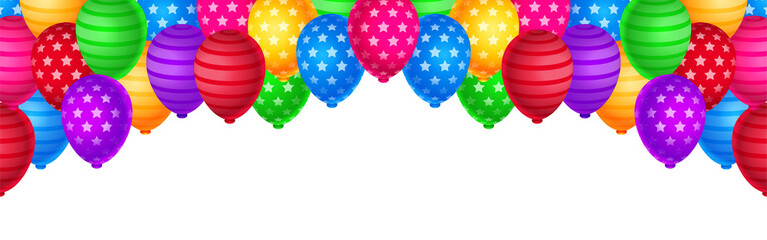 Balloon with star and line texture, Bunch of balloons for birthday and party, Flying ballon in various colors isolated on white background for celebrate and carnival © Bakemon