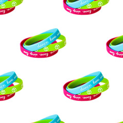 Seamless pattern with colored bangles isolated on white.