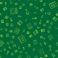 Set line Coffee paper filter, book and Irish coffee on seamless pattern. Vector