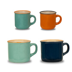 set of  vintage colorful cups