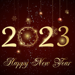 2023 Happy New Year and Merry Christmas Abstract shiny color gold wave design element