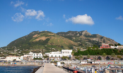ischia forio italy harbour and monte epomeo