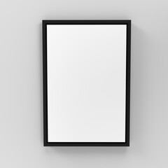 3d Front view Portrait floating frame canvas wall art mockup on wall