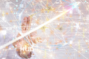 Global network. Blockchain. 3D illustration. Neural networks and artificial intelligence. Abstract