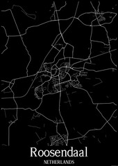 Black and White city map poster of Roosendaal Netherlands.