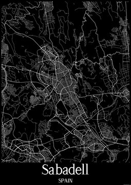 Black and White city map poster of Sabadell Spain.