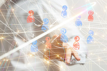 Global network. Blockchain. 3D illustration. Neural networks and artificial intelligence. Abstract