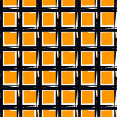 Paint brush squares background. Seamless pattern. Hand drawn geometric ornament. Freehand backdrop. Checks motif wallpaper. Digital paper. Textile print. Abstract image. Vector art work