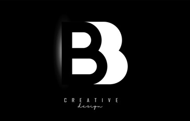 Letters BB Logo with  space design on a black background. Letters B and b with geometric typography.