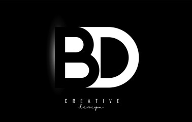 Letters BD Logo withe space design on a black background. Letters B and d with geometric typography.