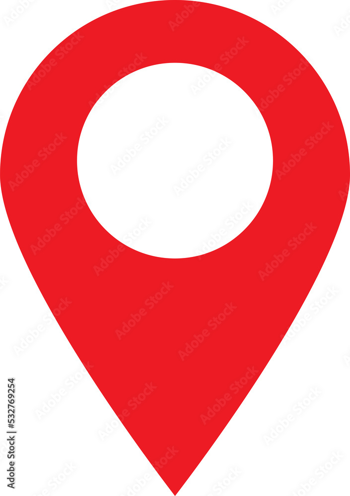 Poster location pin icon on transparent. red location pin symbol. map pointer symbol. map pin sign.