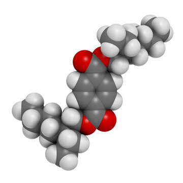 Dioctyl terephthalate (DOTP, DEHT) plasticizer molecule. 3D rendering.  Phthalate alternative, used in PVC plastics.