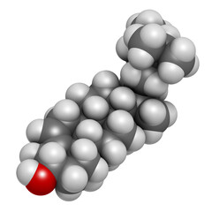 Beta-sitosterol phytosterol molecule. 3D rendering.  Investigated in treatment of benign prostate hyperplasia (BPH) and high cholesterol levels.
