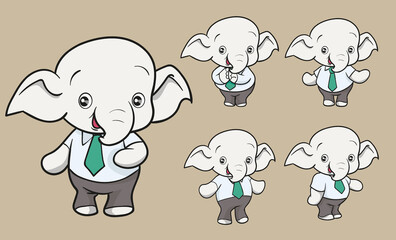cute elephant worker cartoon mascot character