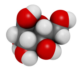 Mannose (D-mannose) sugar molecule. 3D rendering.  Epimer of glucose.