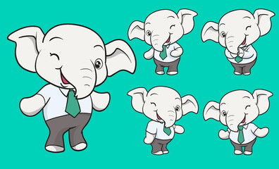 cute elephant worker cartoon mascot character