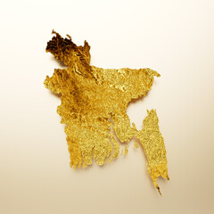 Bangladesh Map Golden metal Color Height map Background 3d illustration