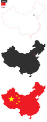 Map of China with capital city and national flag