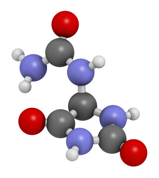 Allantoin molecule. 3D rendering.  Often used in cosmetics.