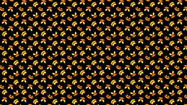 Halloween pumpkin evil smile seamless loop animated pattern.