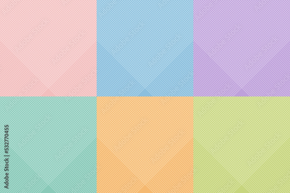 Wall mural set of modern abstract lines grid pattern on pastels colors background