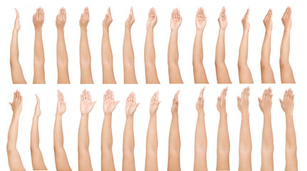 Fototapeta premium GROUP of Female asian hand gestures isolated over the white background.