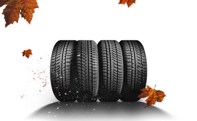 autumn - time to change tires on winter tires. transparent PNG background