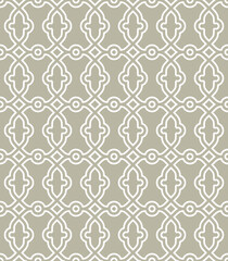 Seamless vector ornament in arabian style. Geometric abstract beige and white background. Grill with pattern for wallpapers and backgrounds