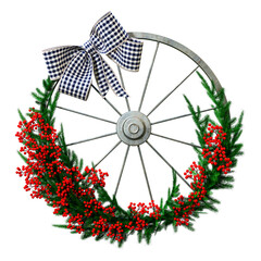 3D Rendering Christmas Wreath on White
