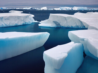 icebergs floating in the Antarctic ocean