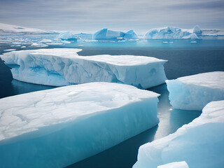 icebergs floating in the Antarctic ocean