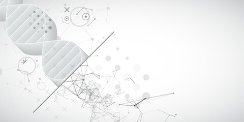 Abstract futuristic background for design works..Science template, wallpaper or banner with a DNA molecules.