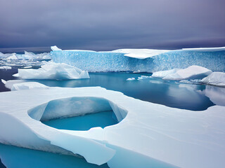icebergs floating in the Antarctic ocean