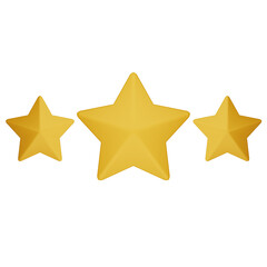 Golden stars for excellent evaluation from client and customer satisfaction concept by 3d render illustration