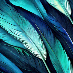 Beautiful dark green blue feather pattern texture background