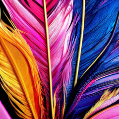 fairy birds of multi-colored feathers as a background