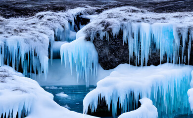 Frozen waterfall