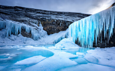 Frozen waterfall