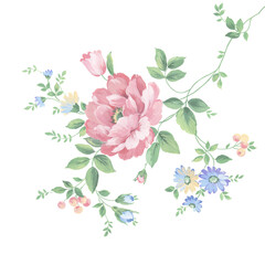Flowers watercolor illustration.Manual composition.Big Set watercolor elements，Design for textile, wallpapers，Element for design,Greeting card