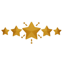 Golden stars for excellent evaluation from client and customer satisfaction concept by 3d render illustration