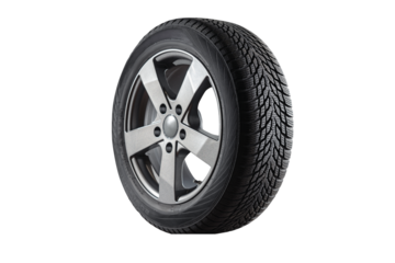  Winter tire with alu rim on free On isolated transparent PNG background.