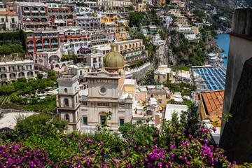 The beautiful and rural cliff side town of Positano on the Amalfi Coast of Italy, Europe.